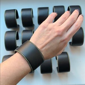 Genuine Leather Black adjustable Cuff bangle